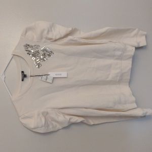 Express embellished sweatshirt with puff sleeves